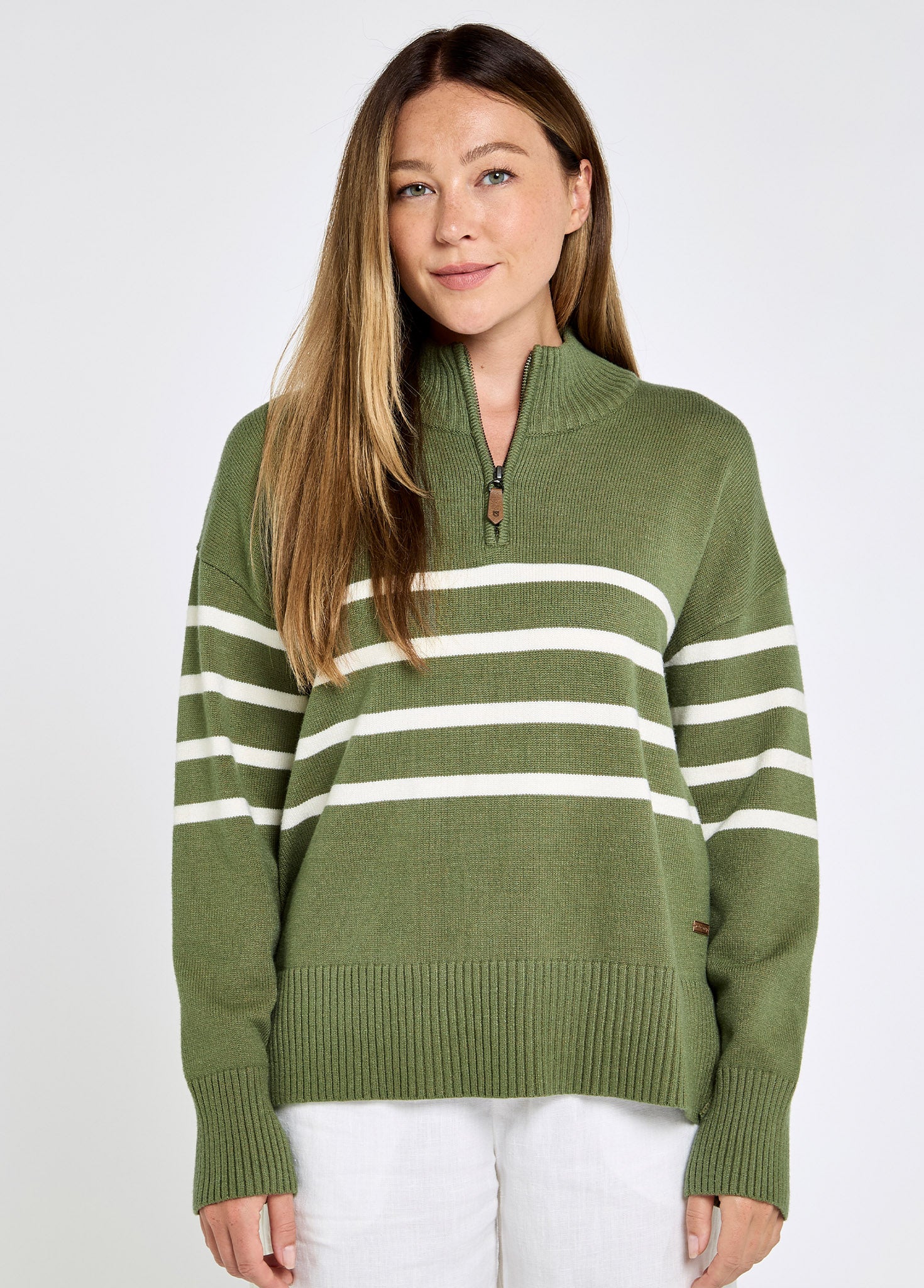Fonthill Women’s Zip Neck Sweater - Kelp - Image 4