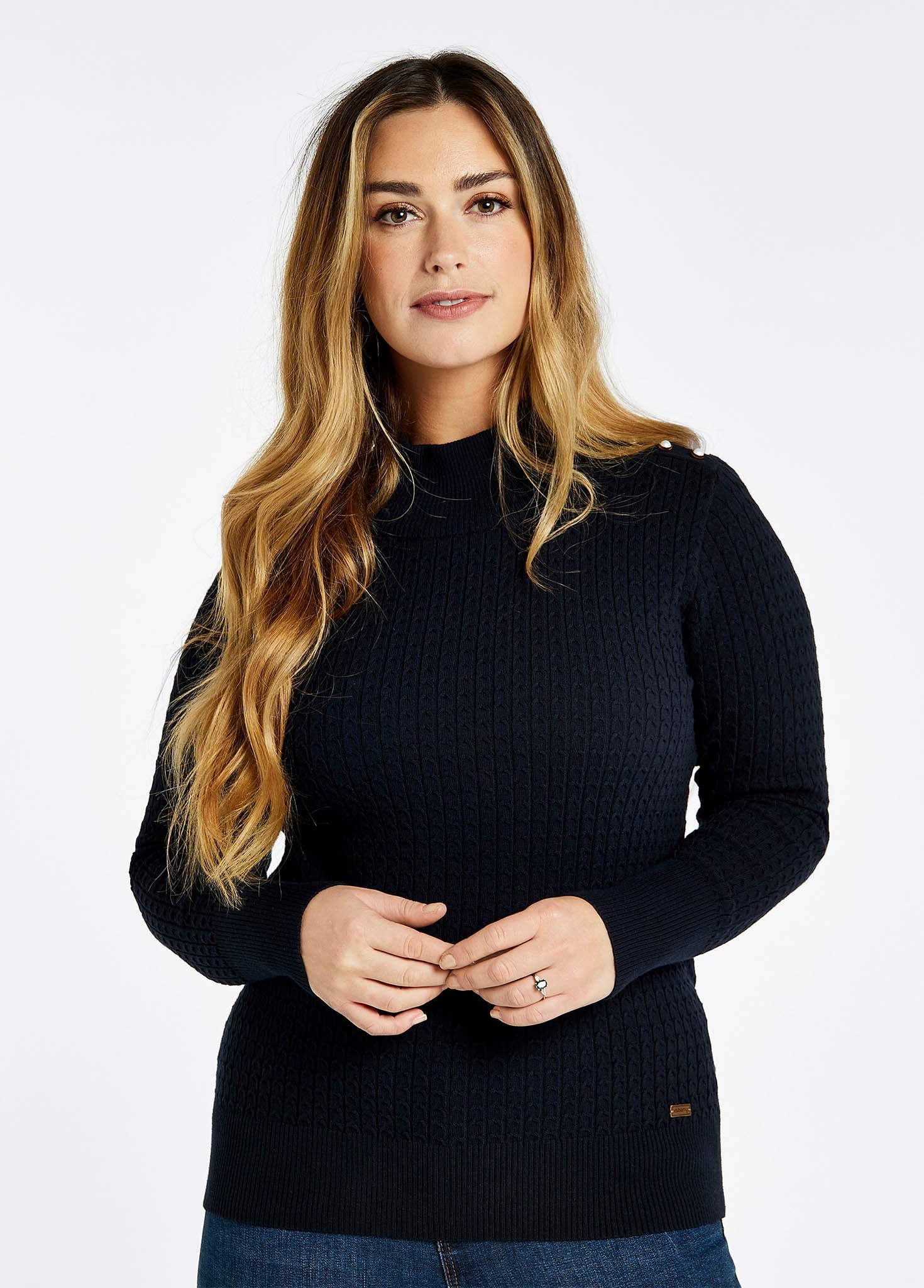 Monkstown Cable Stitch Sweater - Navy - Image 3