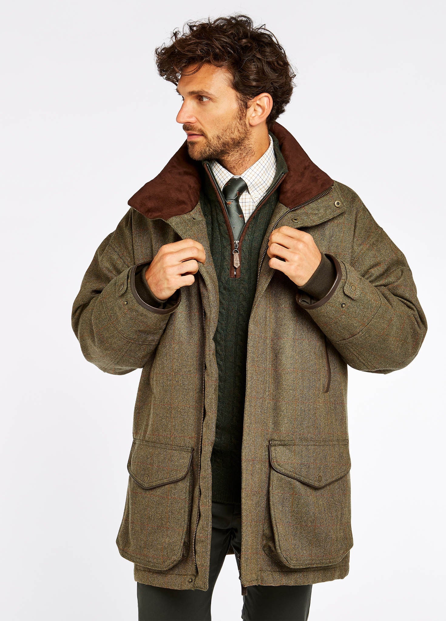Ballinturbet Men's Tweed Field Coat - Cedar - Image 4